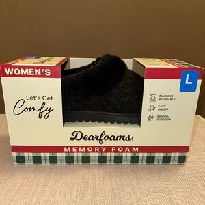 Dearfoams Women’s Memory Foam Slippers Size Large (9-10) Black Indoor Outdoor